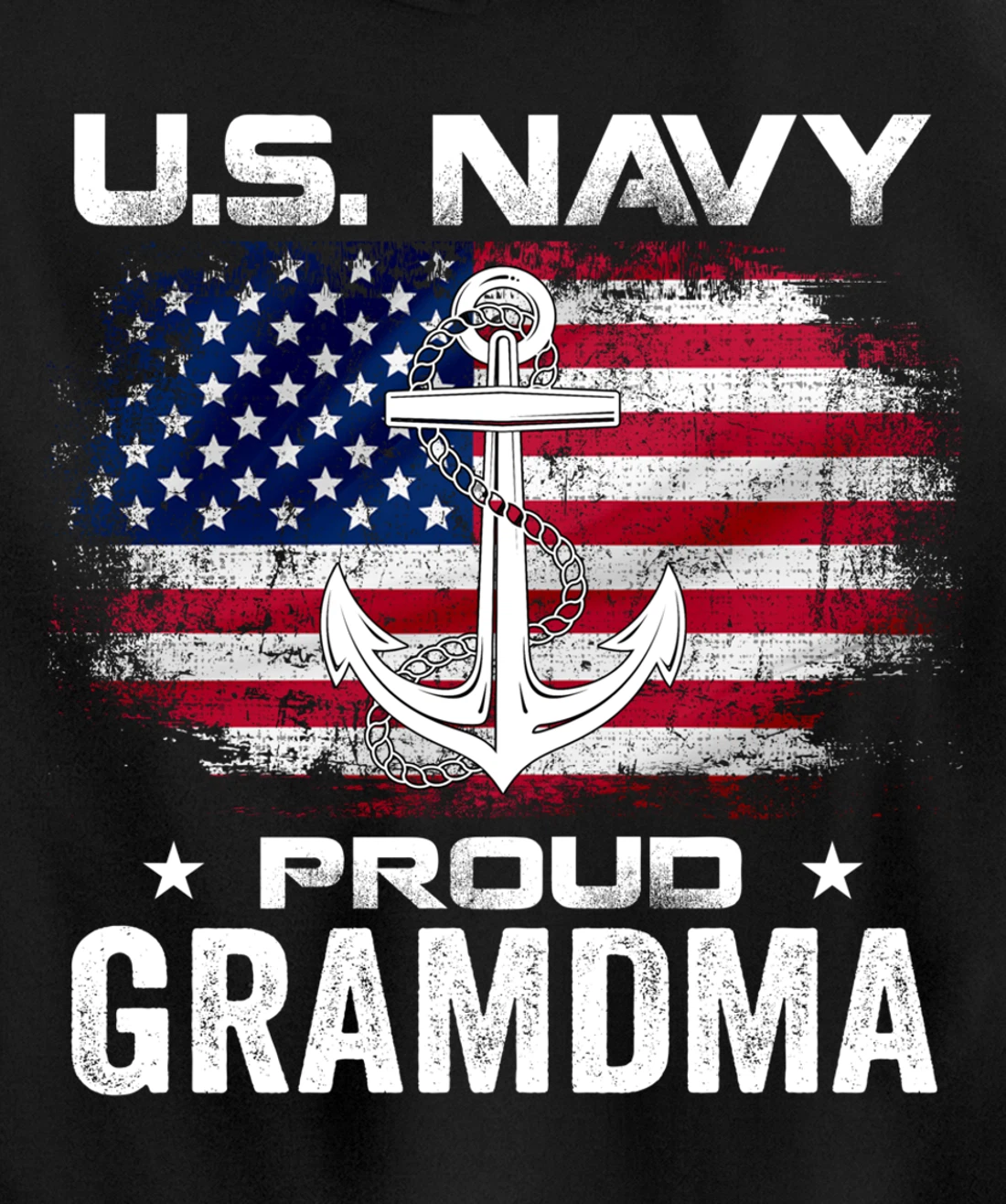 U.S Navy Proud Grandma With American Flag Gift Veteran Pullover Hoodie