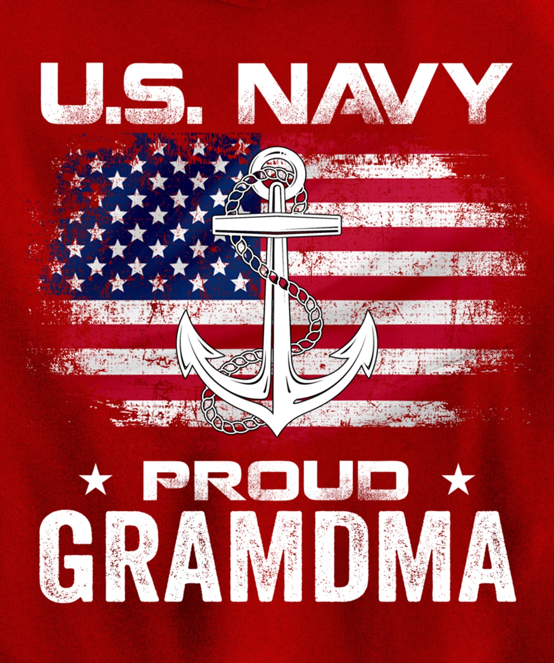 U.S Navy Proud Grandma With American Flag Gift Veteran Pullover Hoodie