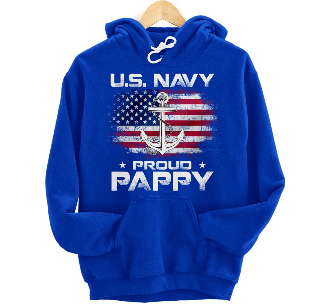 U.S Navy Proud Pappy With American Flag Gift Veteran Pullover Hoodie
