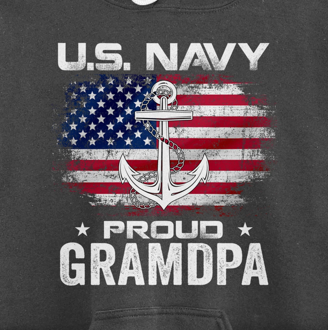 U.S Navy Proud Grandpa With American Flag Gift Veteran Pullover Hoodie