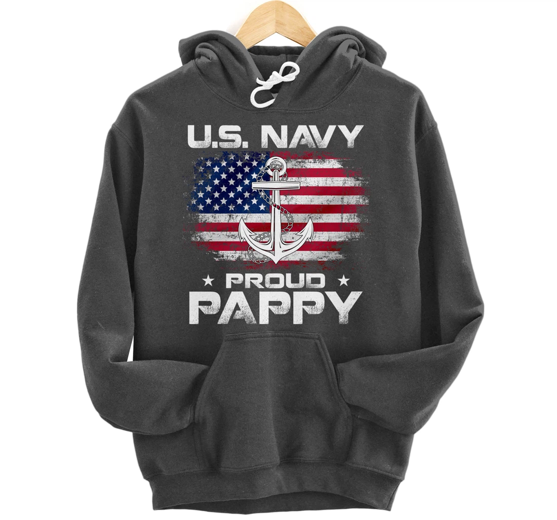 U.S Navy Proud Pappy With American Flag Gift Veteran Pullover Hoodie