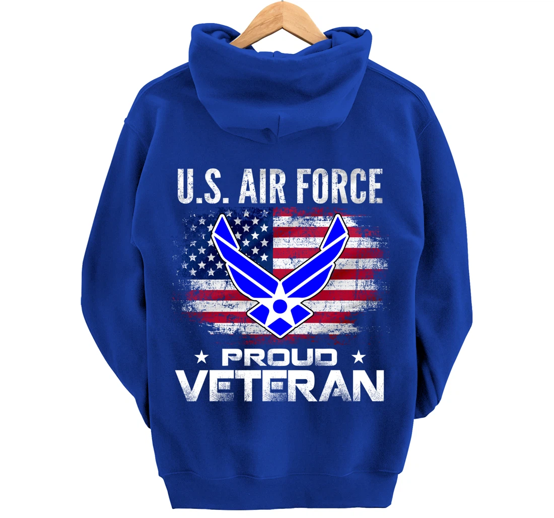 U.S Air Force Proud Veteran With American Flag Gift Veteran Pullover Hoodie