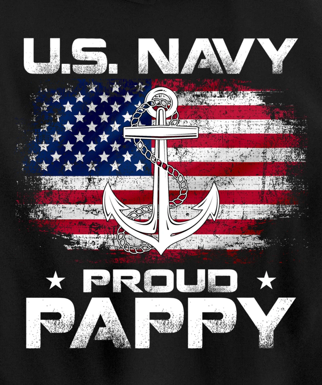 U.S Navy Proud Pappy With American Flag Gift Veteran Pullover Hoodie
