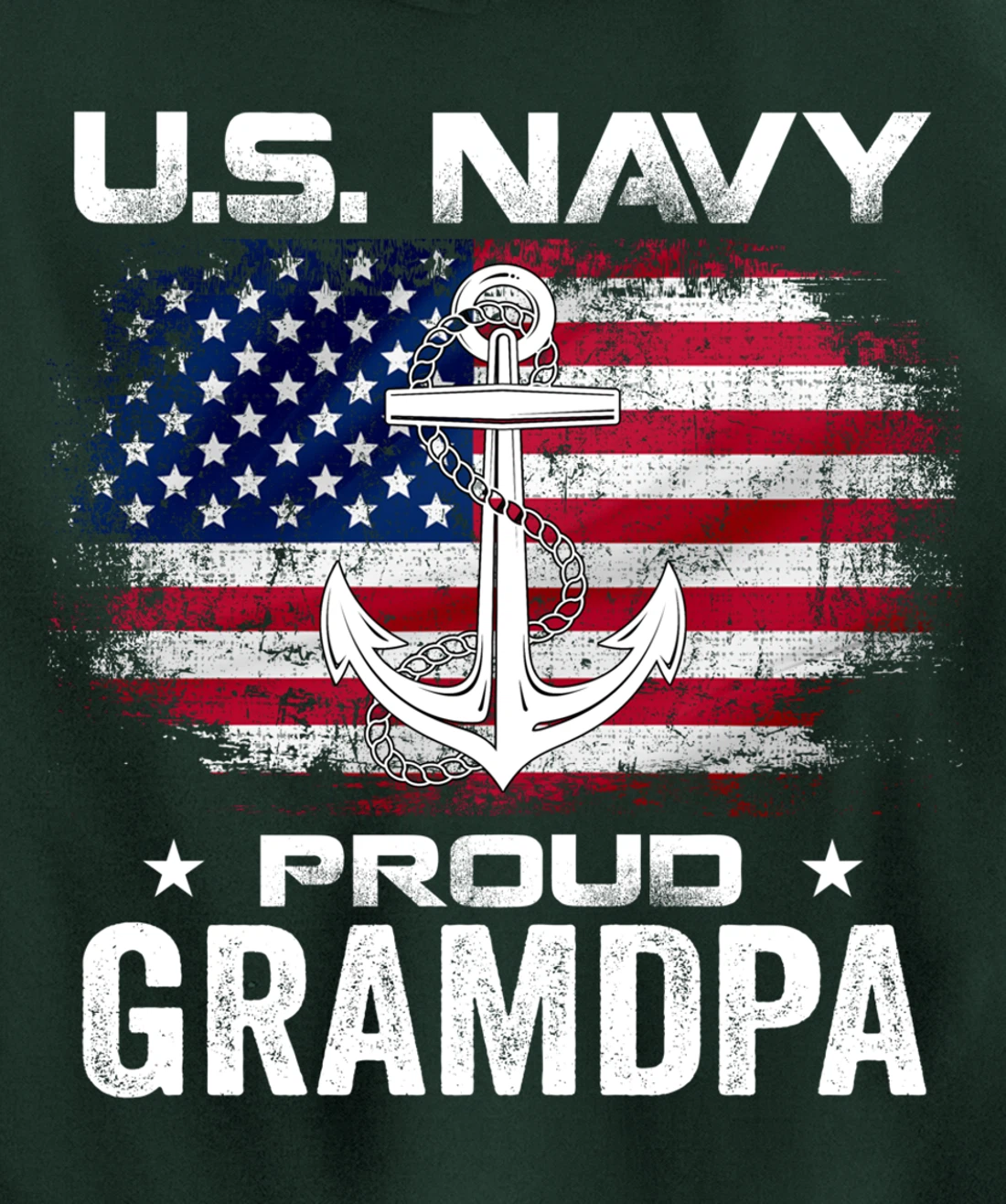U.S Navy Proud Grandpa With American Flag Gift Veteran Pullover Hoodie