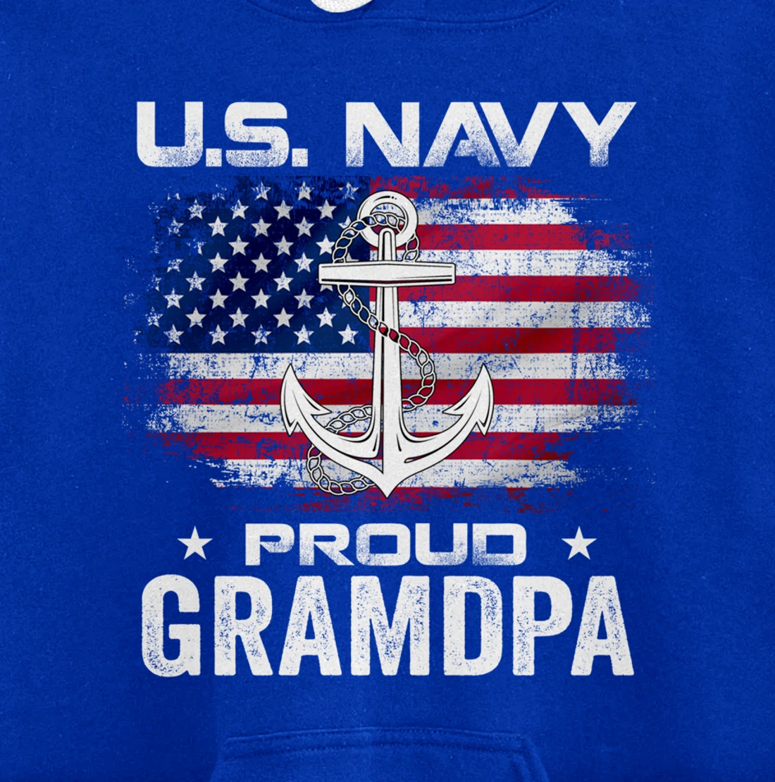 U.S Navy Proud Grandpa With American Flag Gift Veteran Pullover Hoodie
