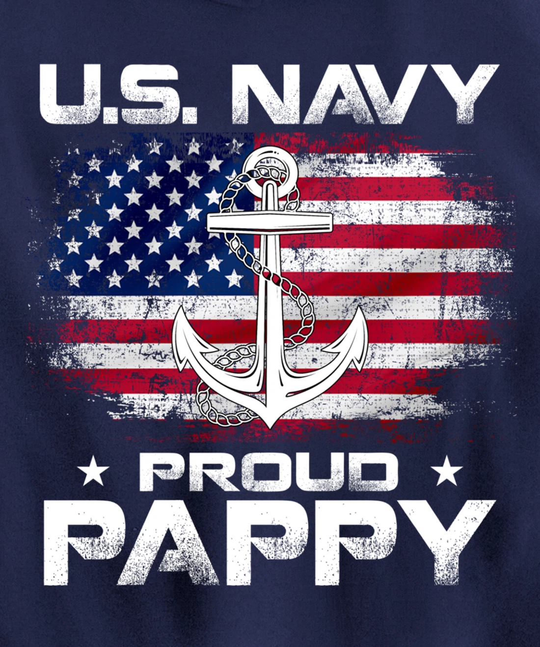 U.S Navy Proud Pappy With American Flag Gift Veteran Pullover Hoodie