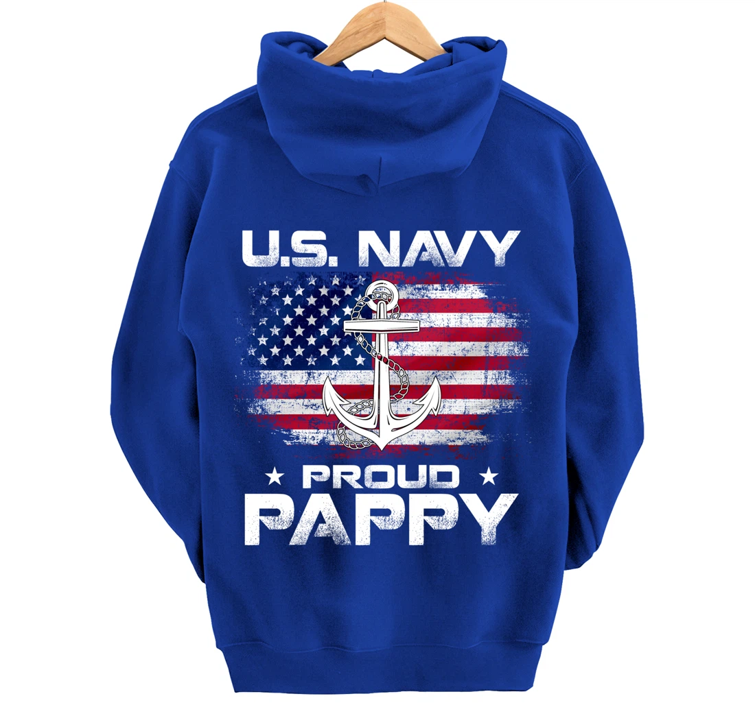 U.S Navy Proud Pappy With American Flag Gift Veteran Pullover Hoodie