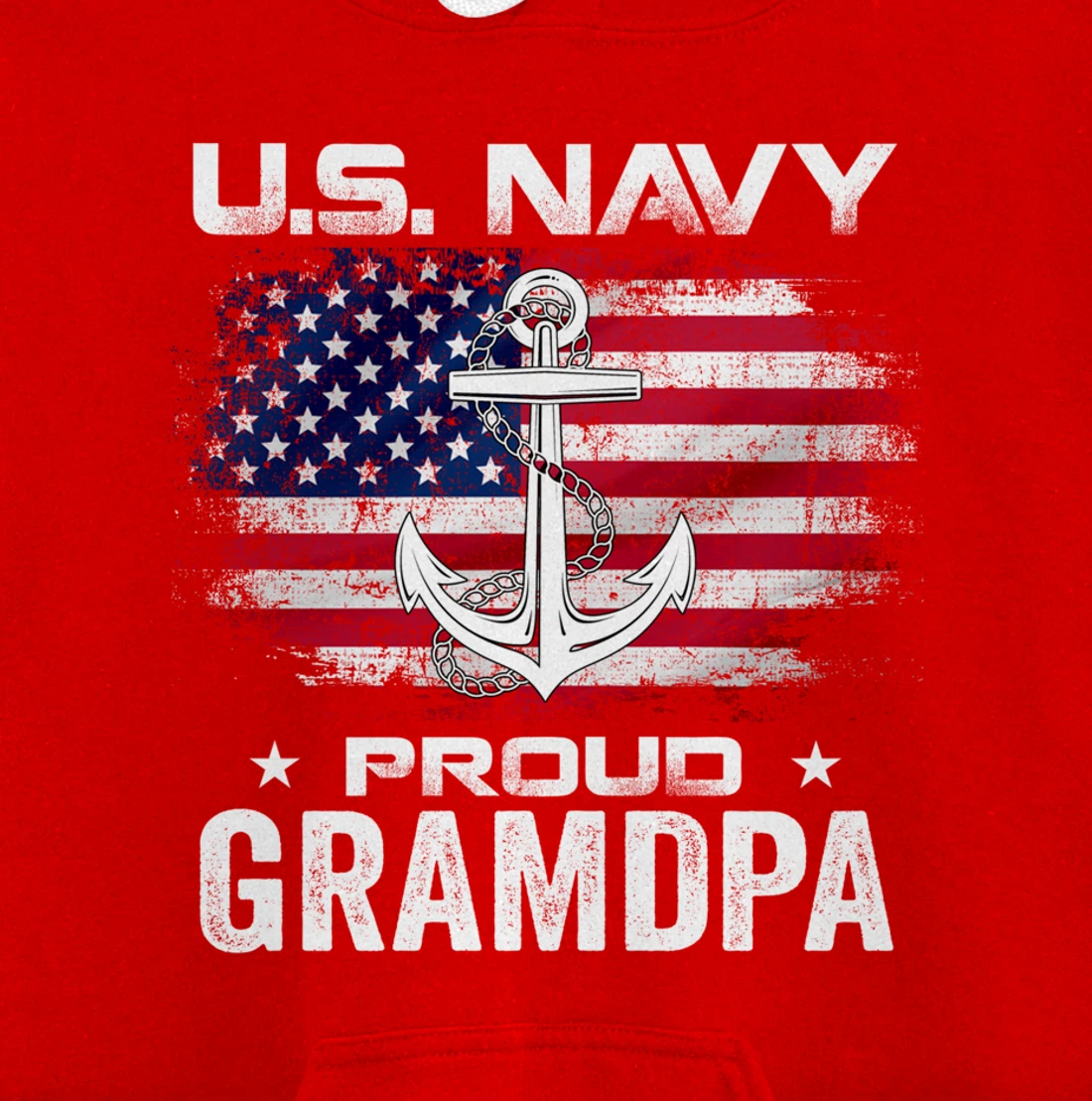 U.S Navy Proud Grandpa With American Flag Gift Veteran Pullover Hoodie