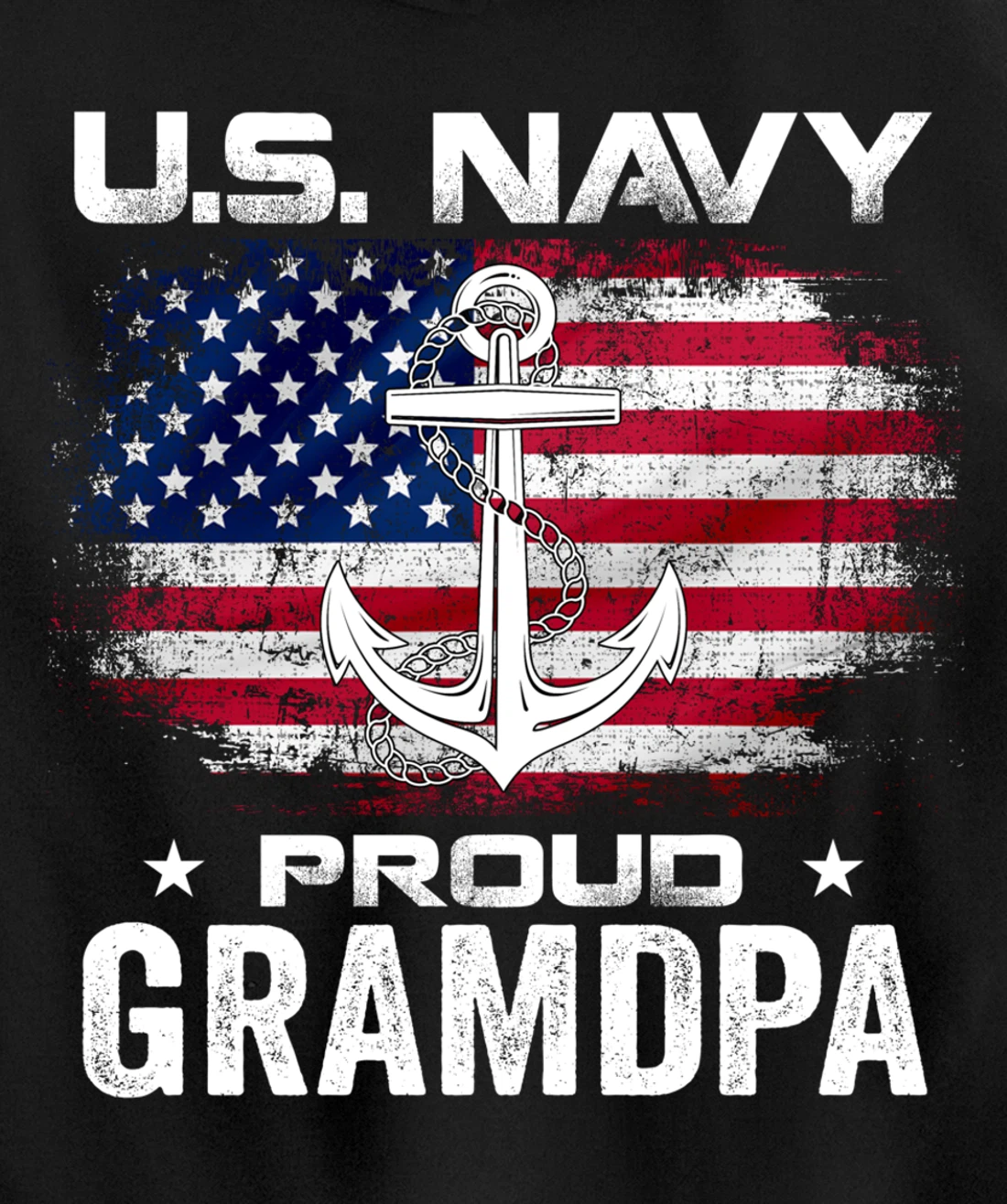 U.S Navy Proud Grandpa With American Flag Gift Veteran Pullover Hoodie
