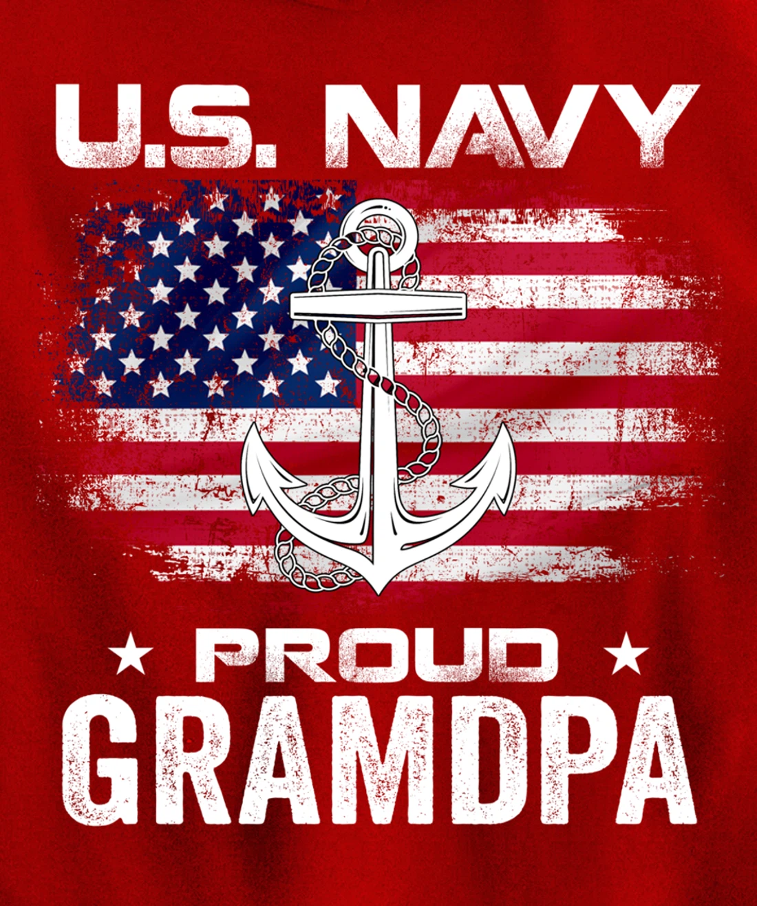 U.S Navy Proud Grandpa With American Flag Gift Veteran Pullover Hoodie