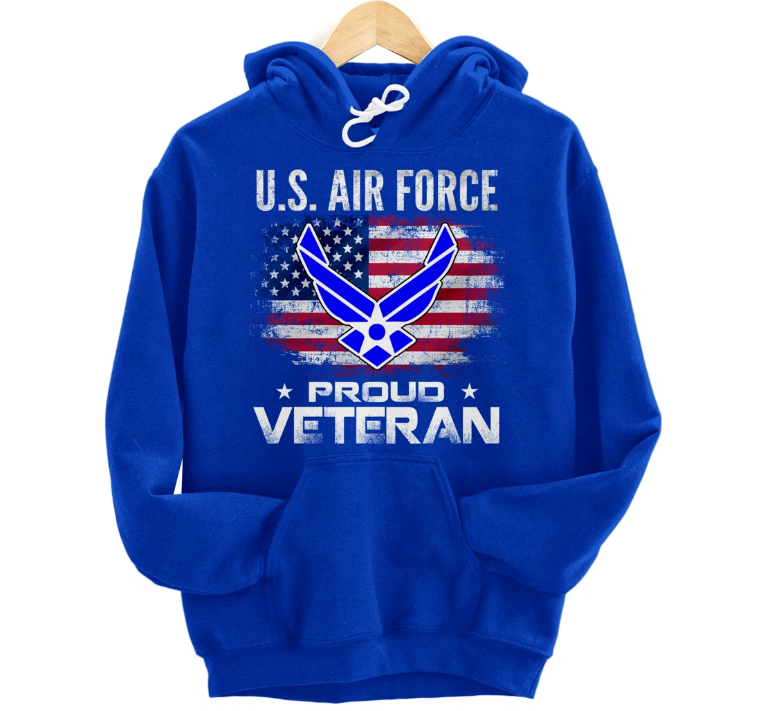 U.S Air Force Proud Veteran With American Flag Gift Veteran Pullover Hoodie