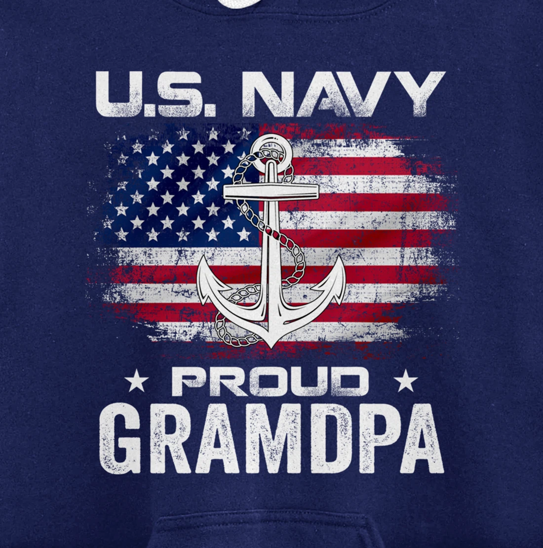 U.S Navy Proud Grandpa With American Flag Gift Veteran Pullover Hoodie