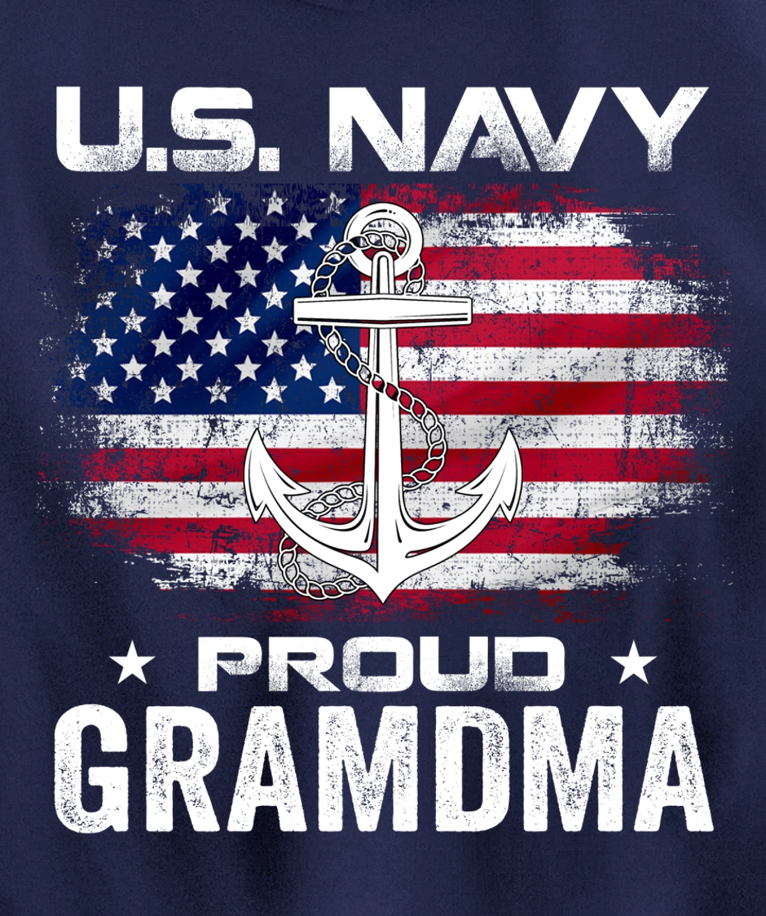 U.S Navy Proud Grandma With American Flag Gift Veteran Pullover Hoodie