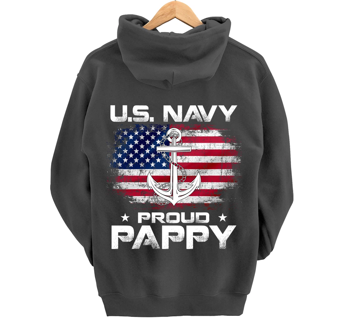 U.S Navy Proud Pappy With American Flag Gift Veteran Pullover Hoodie