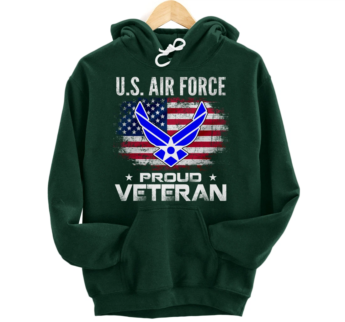 U.S Air Force Proud Veteran With American Flag Gift Veteran Pullover Hoodie
