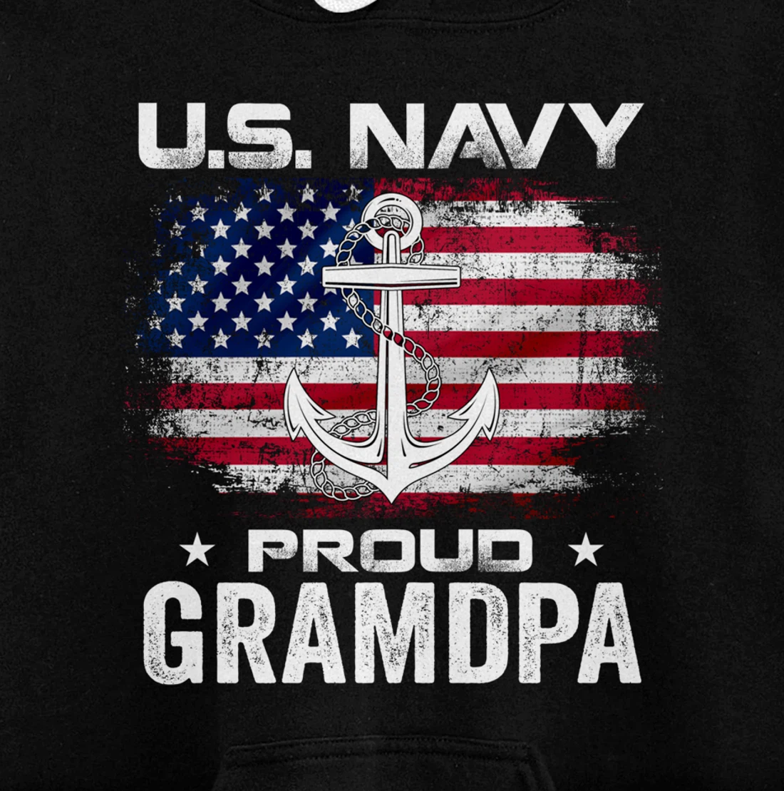 U.S Navy Proud Grandpa With American Flag Gift Veteran Pullover Hoodie