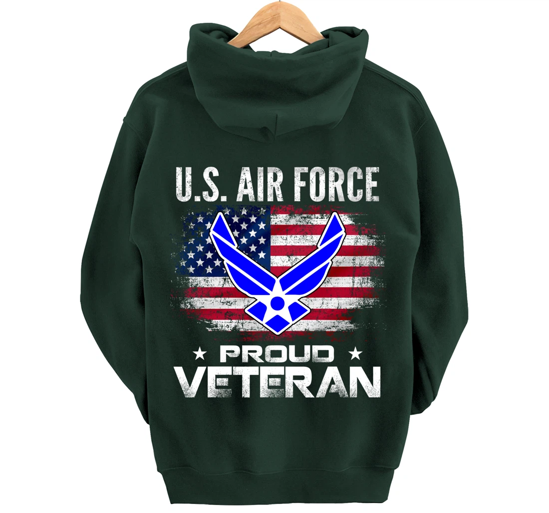 U.S Air Force Proud Veteran With American Flag Gift Veteran Pullover Hoodie