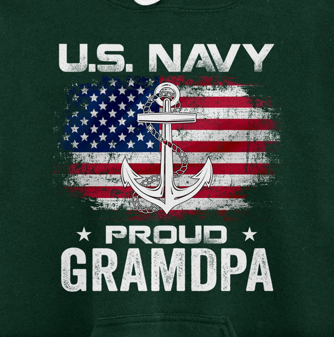 U.S Navy Proud Grandpa With American Flag Gift Veteran Pullover Hoodie