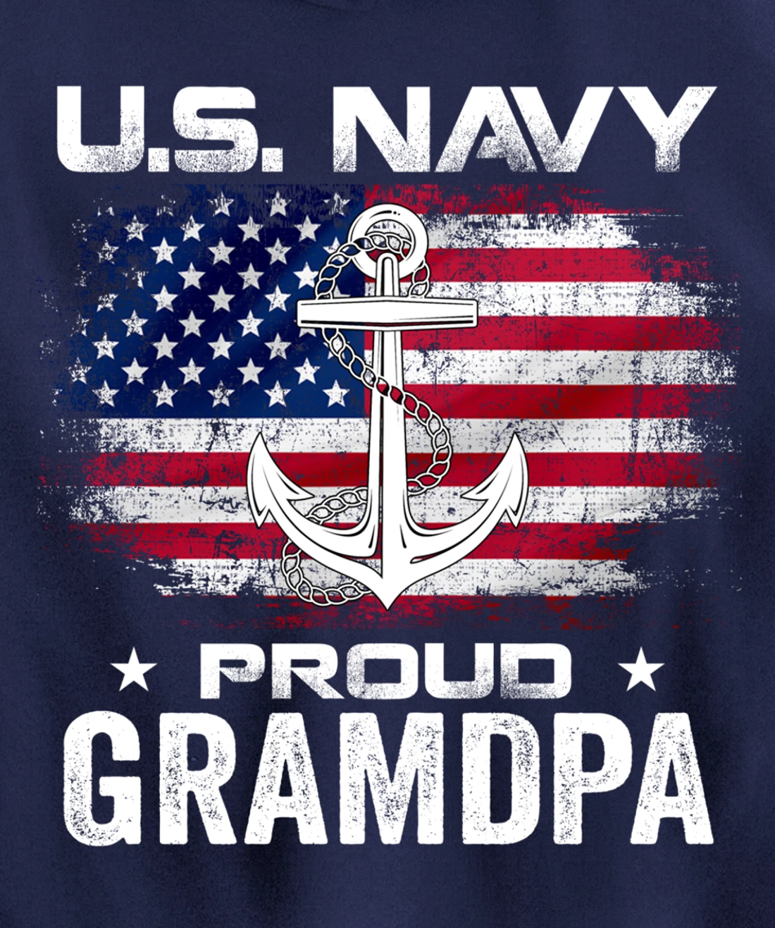 U.S Navy Proud Grandpa With American Flag Gift Veteran Pullover Hoodie