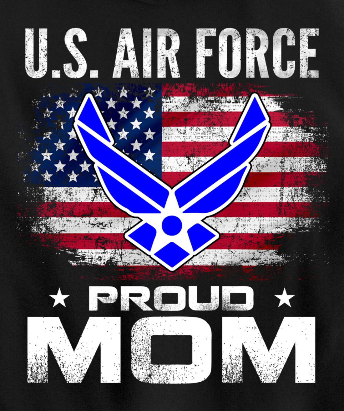 U.S Air Force Proud Mom With American Flag Gift Veteran Pullover Hoodie