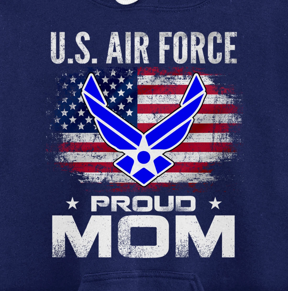 U.S Air Force Proud Mom With American Flag Gift Veteran Pullover Hoodie