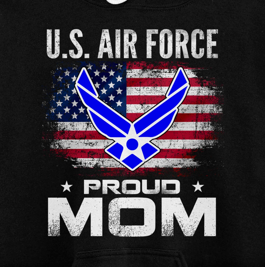 U.S Air Force Proud Mom With American Flag Gift Veteran Pullover Hoodie