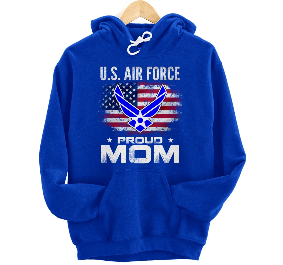 U.S Air Force Proud Mom With American Flag Gift Veteran Pullover Hoodie