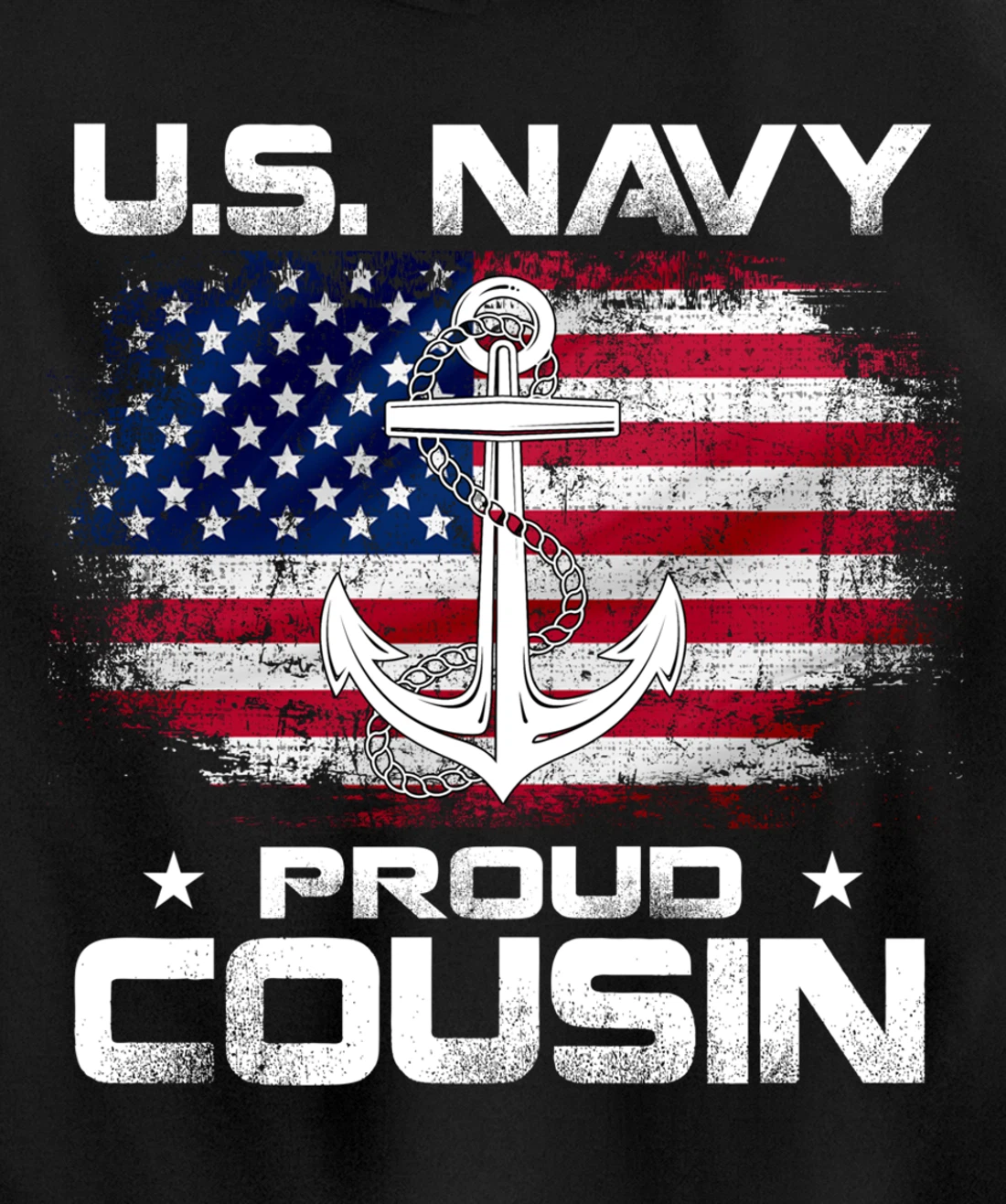 U.S Navy Proud Cousin With American Flag Gift Veteran Pullover Hoodie