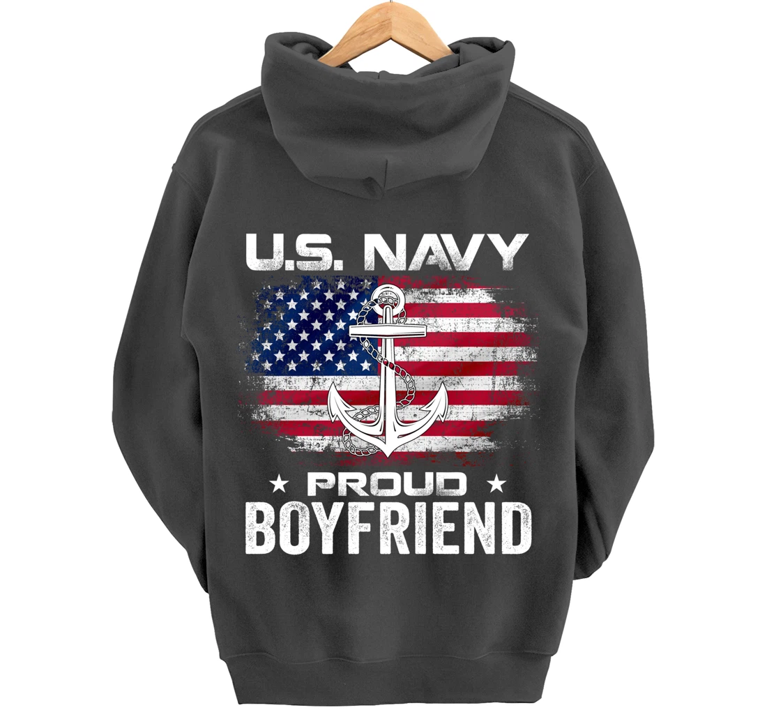 U.S Navy Proud Boyfriend With American Flag Gift Veteran Day Pullover Hoodie