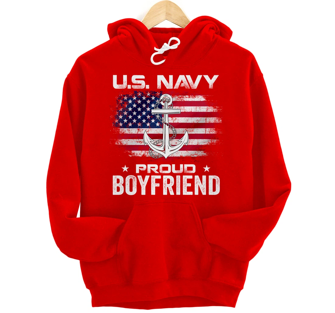 U.S Navy Proud Boyfriend With American Flag Gift Veteran Day Pullover Hoodie