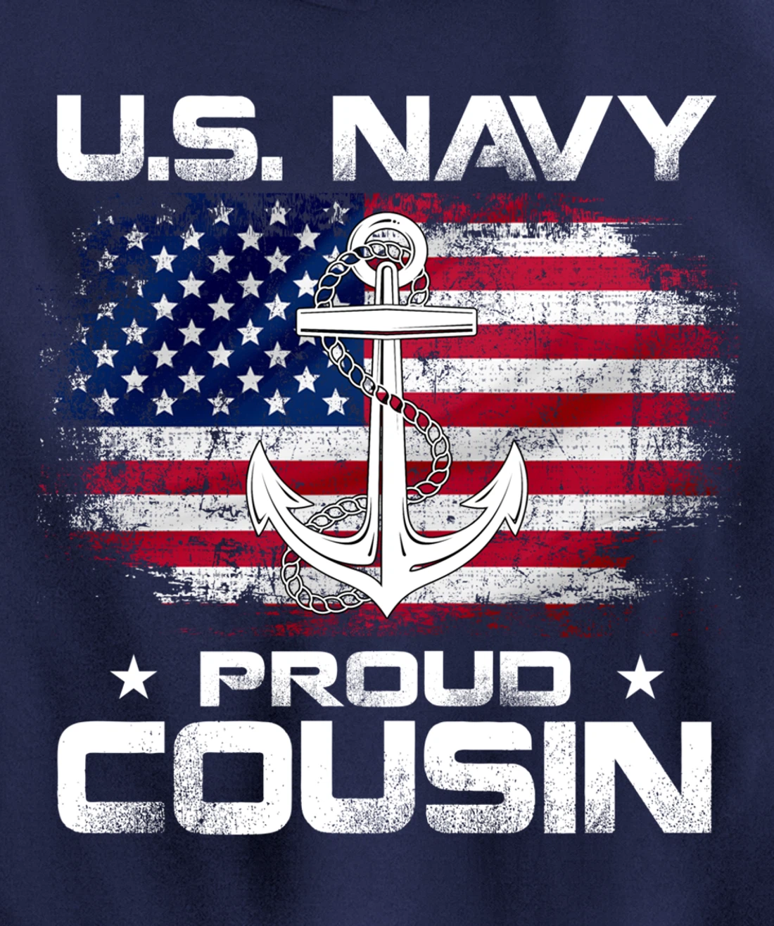 U.S Navy Proud Cousin With American Flag Gift Veteran Pullover Hoodie