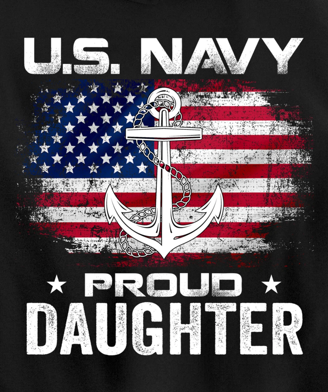 U.S Navy Proud Daughter With American Flag Gift Veteran Pullover Hoodie