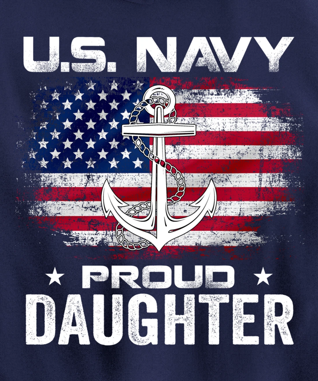 U.S Navy Proud Daughter With American Flag Gift Veteran Pullover Hoodie