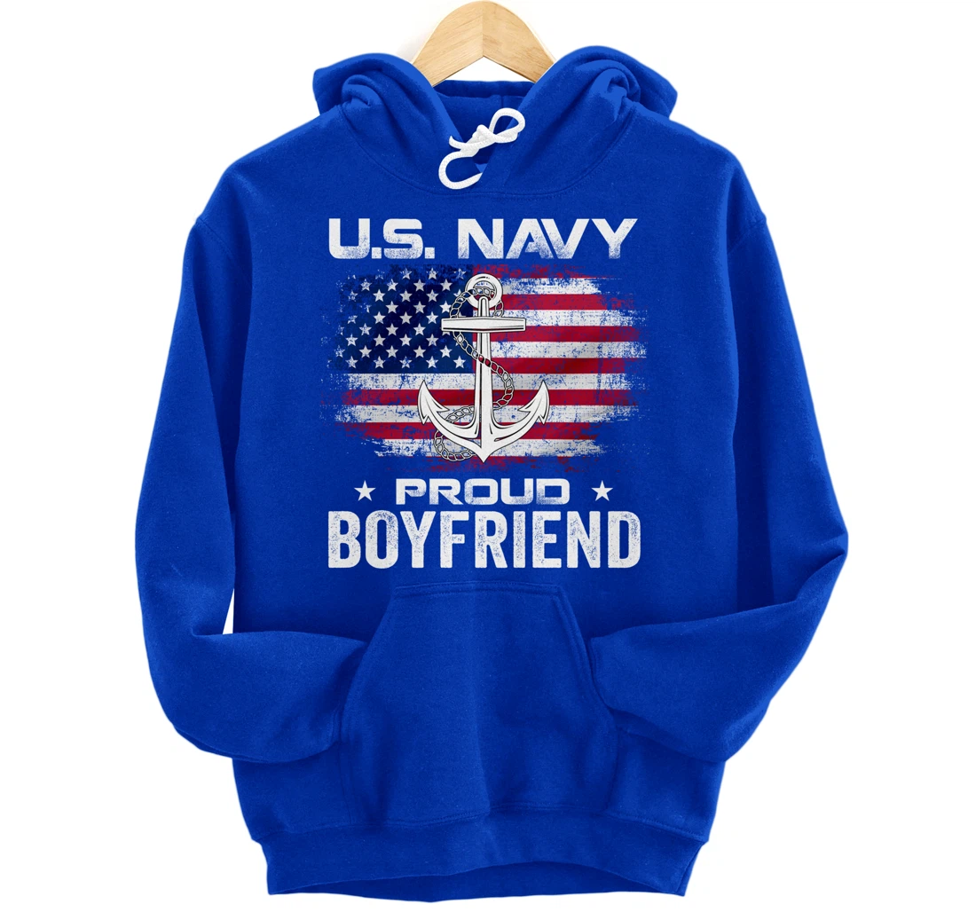 U.S Navy Proud Boyfriend With American Flag Gift Veteran Day Pullover Hoodie