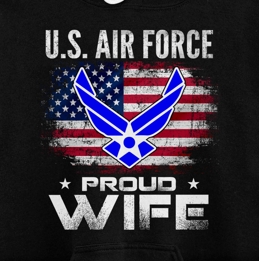 U.S Air Force Proud Wife With American Flag Gift Veteran Pullover Hoodie