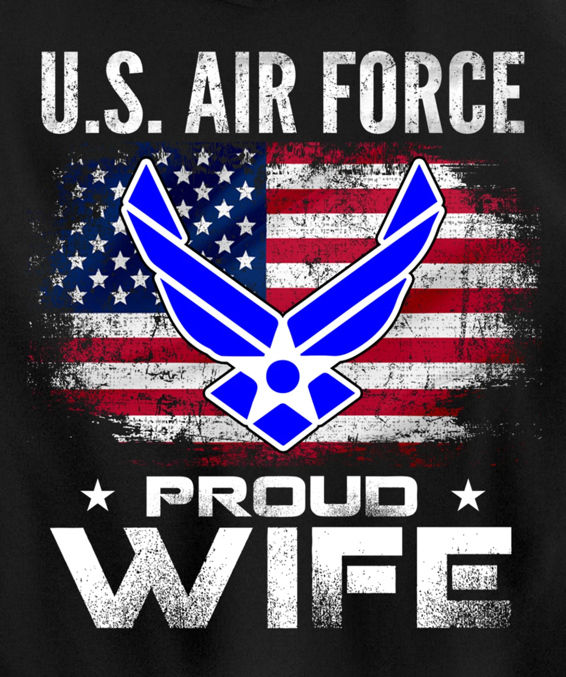 U.S Air Force Proud Wife With American Flag Gift Veteran Pullover Hoodie