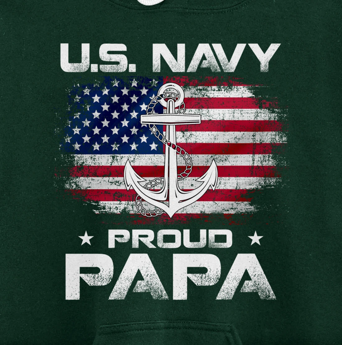U.S Navy Proud Papa With American Flag Gift Veteran Pullover Hoodie