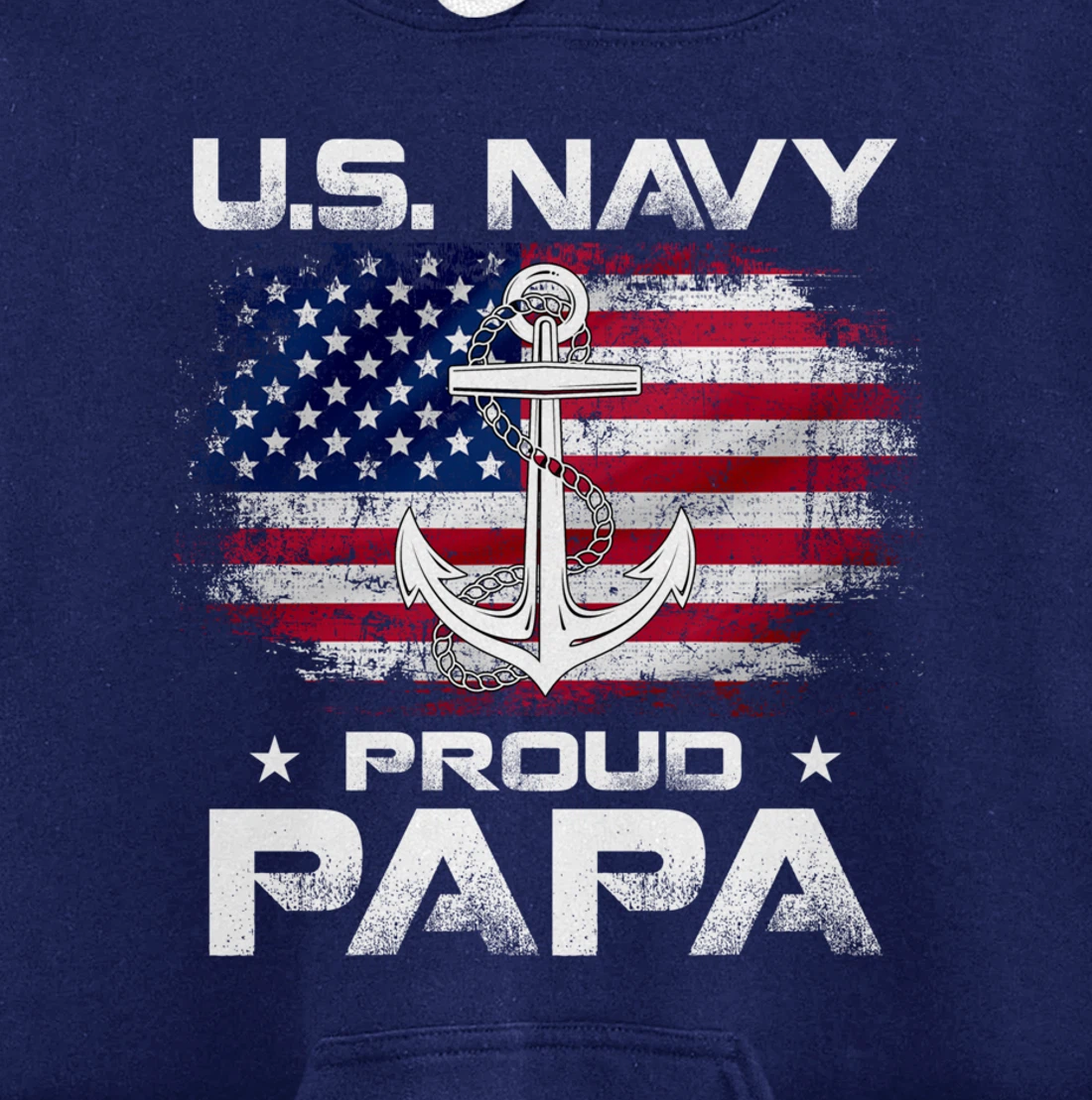 U.S Navy Proud Papa With American Flag Gift Veteran Pullover Hoodie