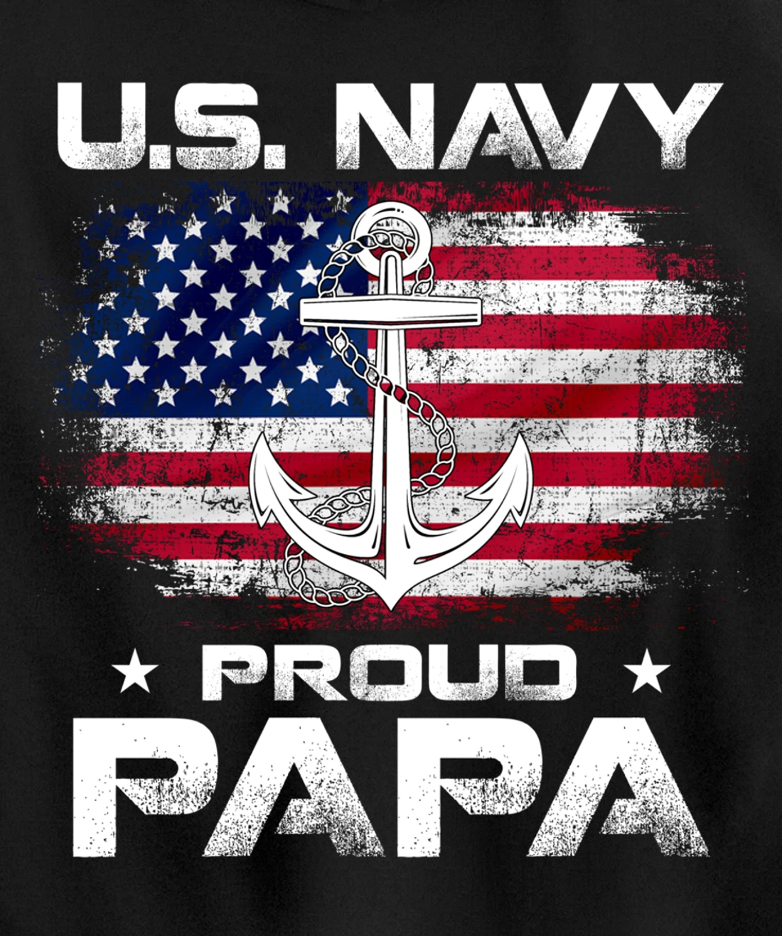 U.S Navy Proud Papa With American Flag Gift Veteran Pullover Hoodie