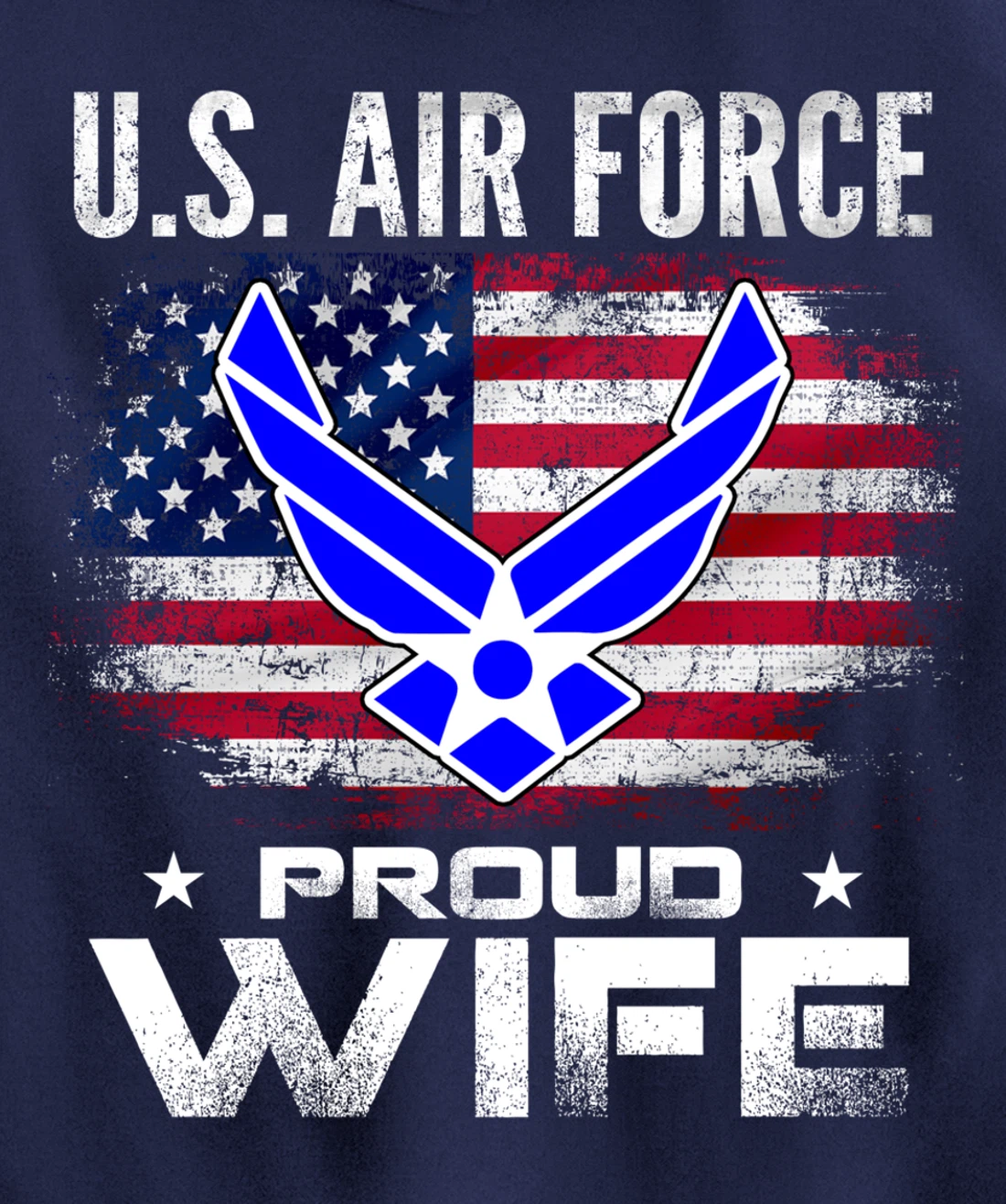 U.S Air Force Proud Wife With American Flag Gift Veteran Pullover Hoodie