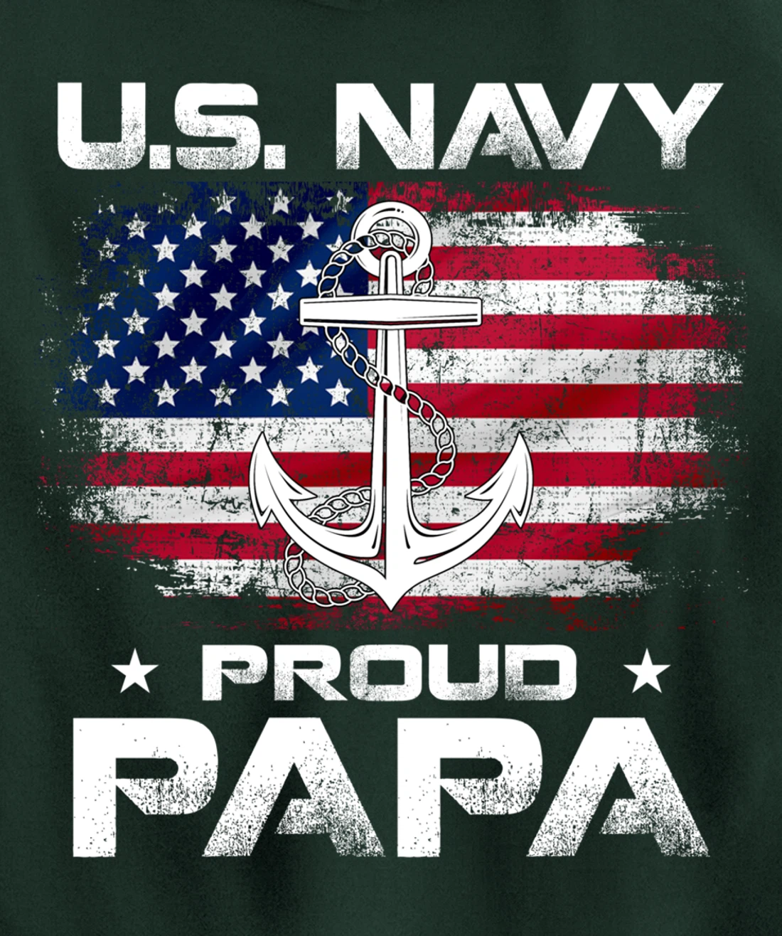 U.S Navy Proud Papa With American Flag Gift Veteran Pullover Hoodie