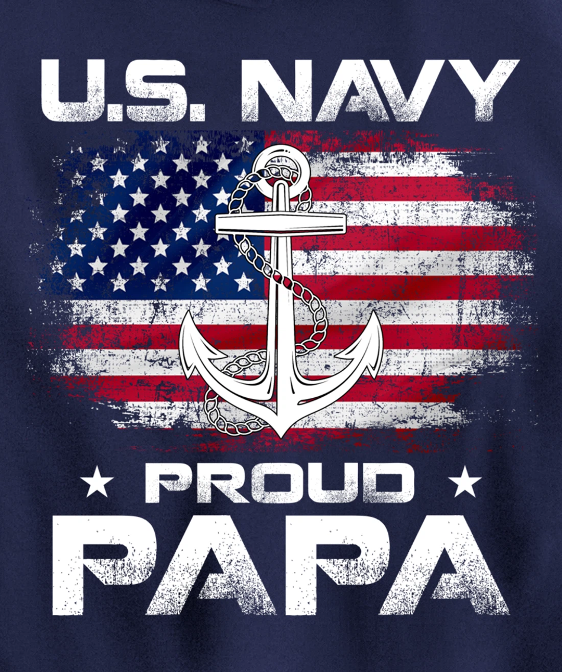 U.S Navy Proud Papa With American Flag Gift Veteran Pullover Hoodie