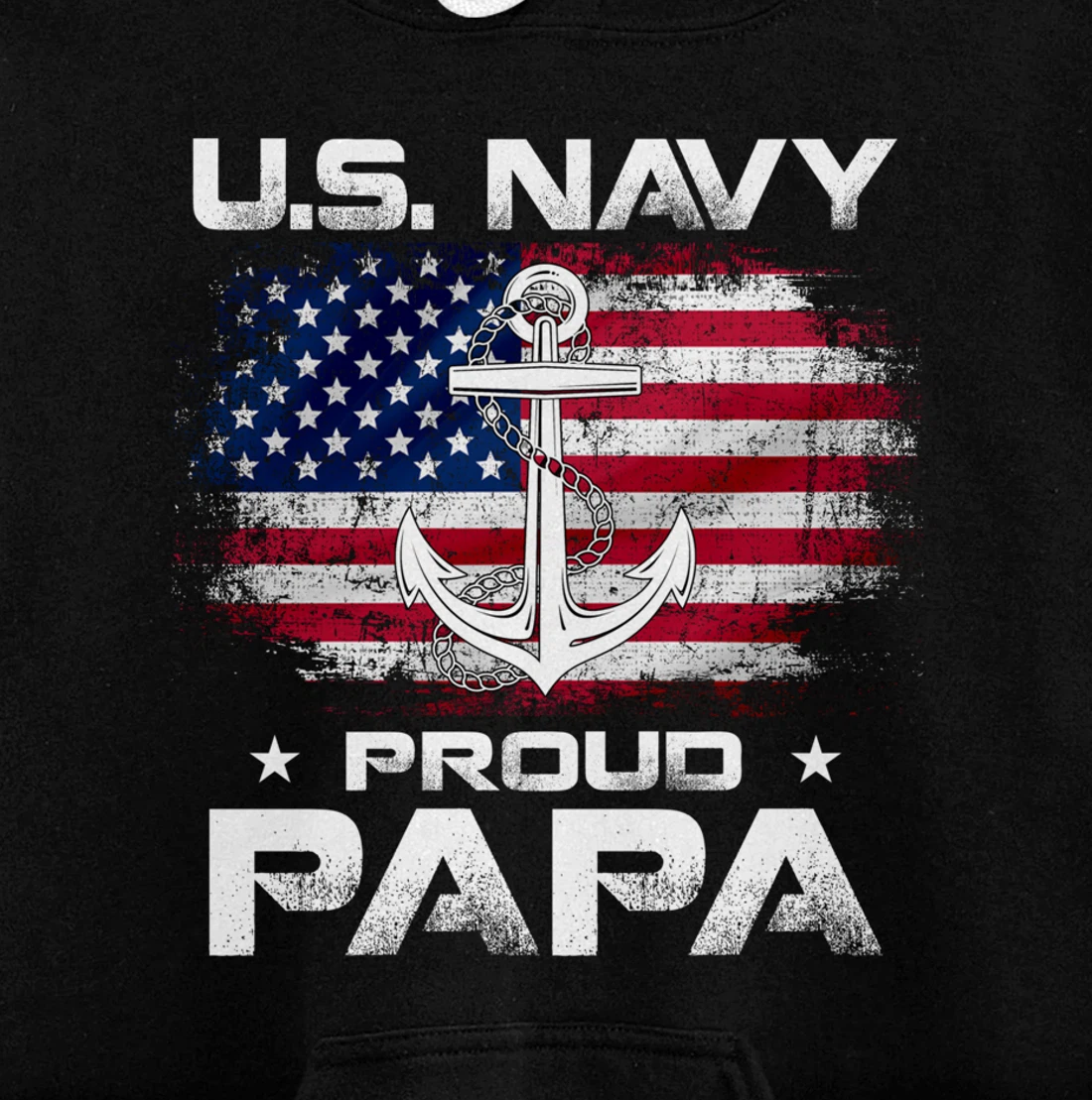U.S Navy Proud Papa With American Flag Gift Veteran Pullover Hoodie