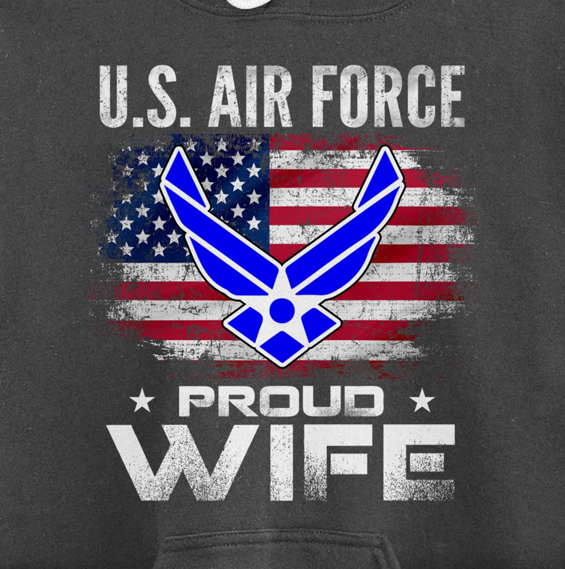 U.S Air Force Proud Wife With American Flag Gift Veteran Pullover Hoodie