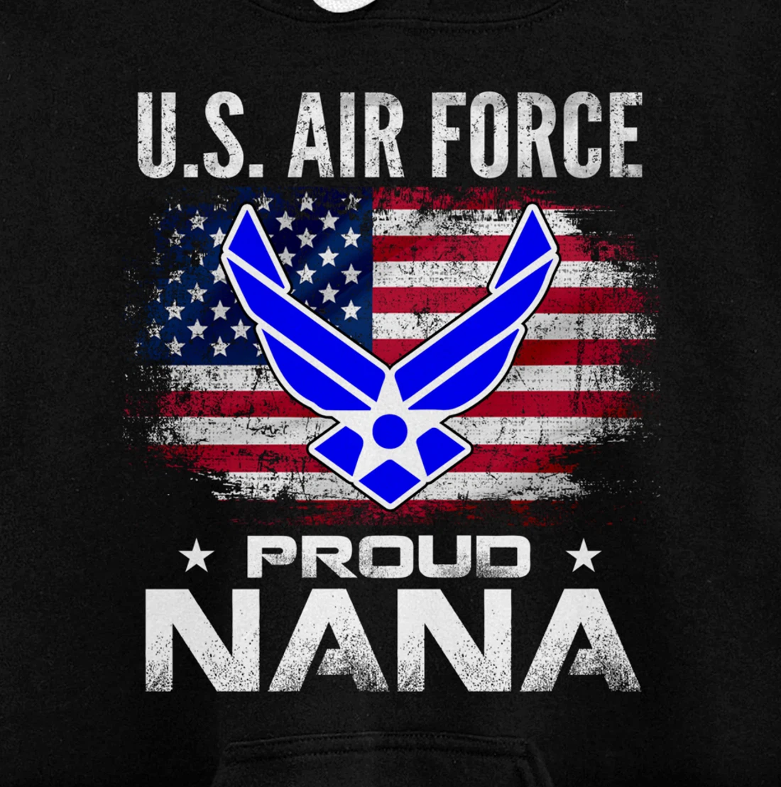 U.S Air Force Proud Nana With American Flag Gift Veteran Pullover Hoodie