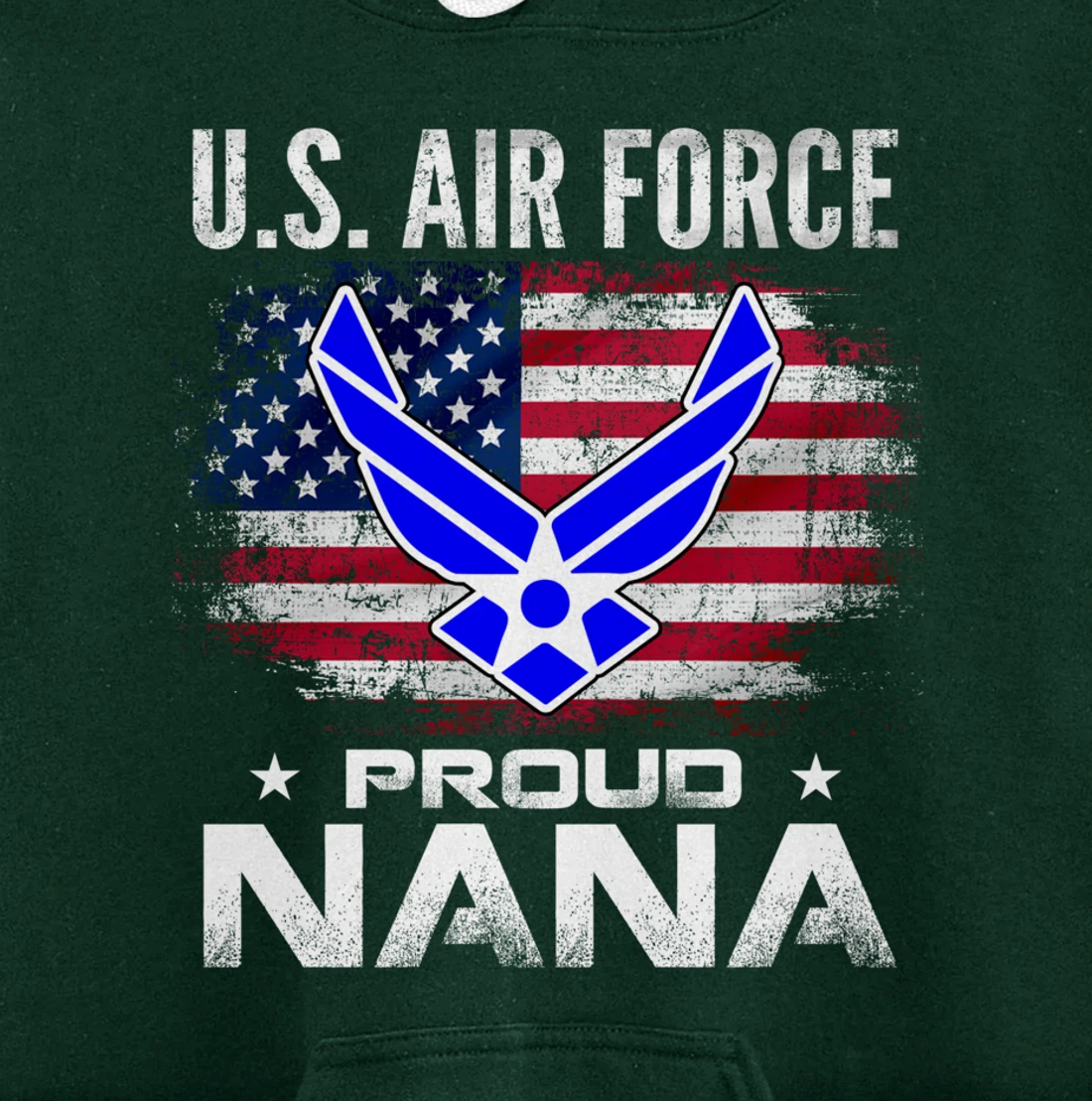 U.S Air Force Proud Nana With American Flag Gift Veteran Pullover Hoodie