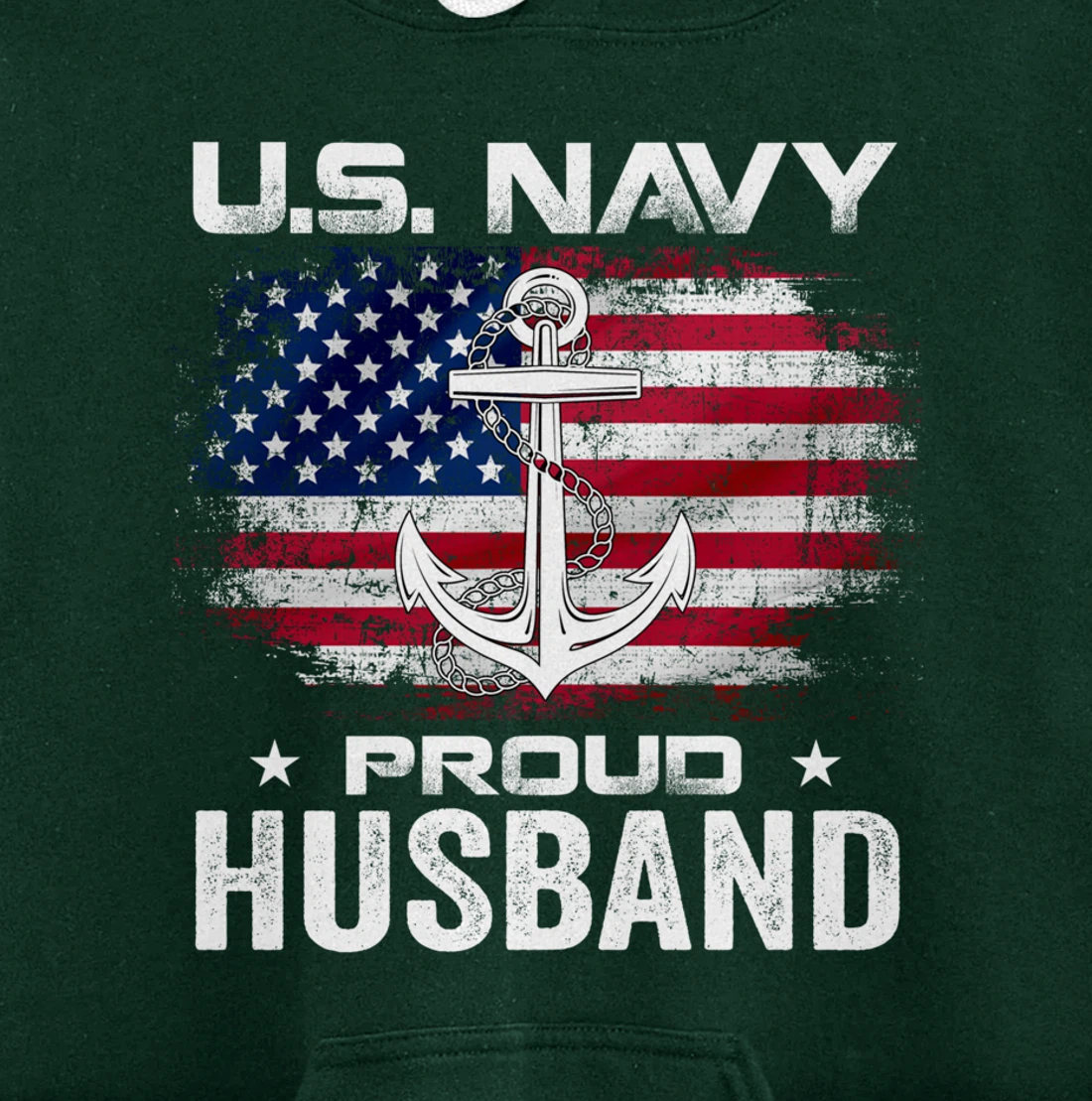 U.S Navy Proud Husband With American Flag Gift Veteran Pullover Hoodie