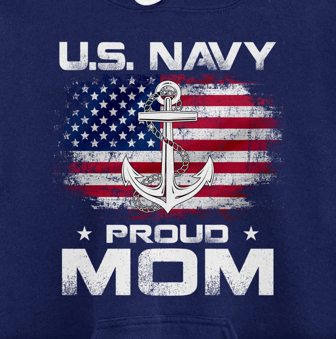 U.S Navy Proud Mom With American Flag Gift Veteran Day Pullover Hoodie