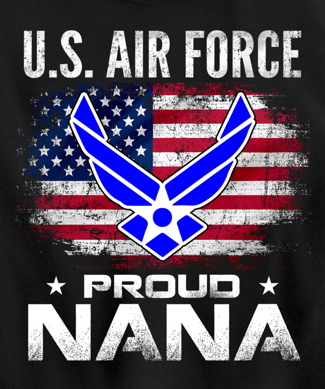 U.S Air Force Proud Nana With American Flag Gift Veteran Pullover Hoodie