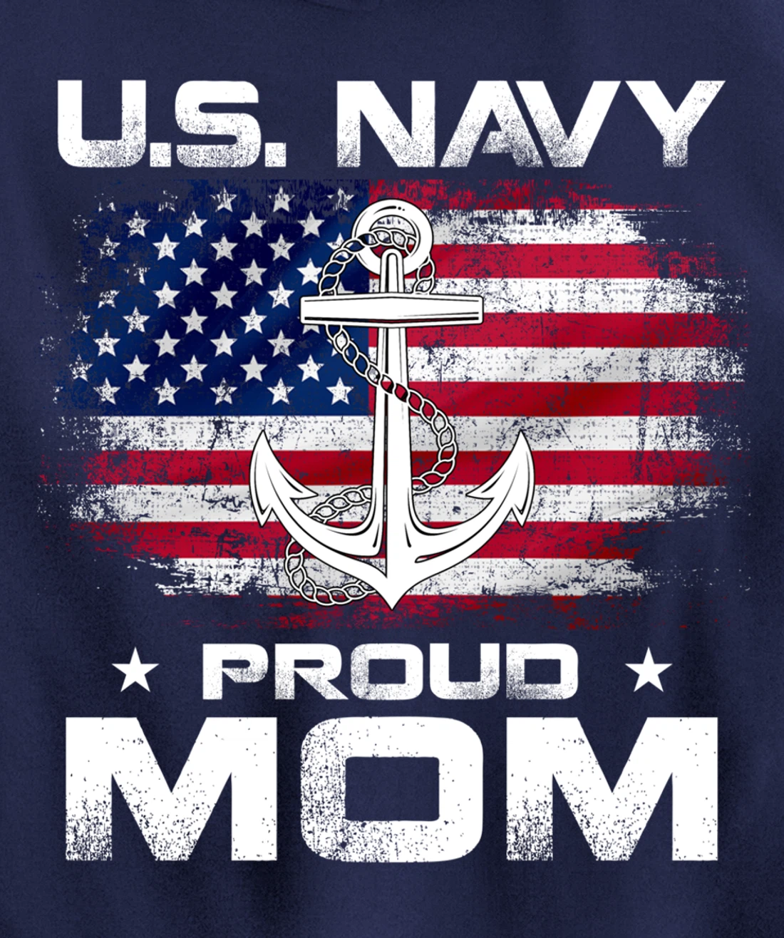 U.S Navy Proud Mom With American Flag Gift Veteran Day Pullover Hoodie